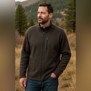 Orvis Outdoor Wool Knit Sweater Men's Size XL‎ Gray Full Zip Cardigan Top